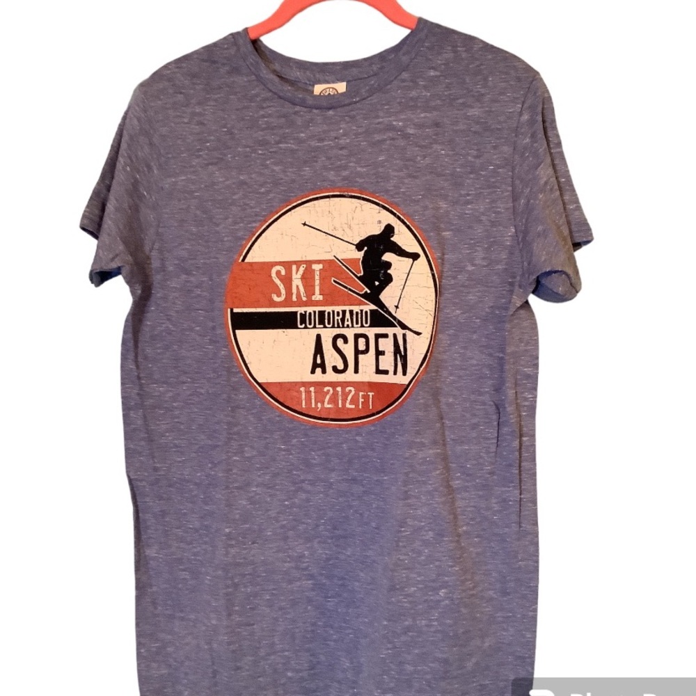Ski Colorado Aspen 11,212 FT. Snow heather blue adult tee size small, very soft! - Picture 2 of 3
